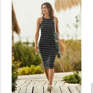 ATHLETA‎ Sunkissed PIMA COTTON Modal Blend Midi Striped Bodycon Sleeveless SMALL